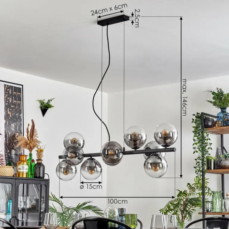 Gastor Suspension, Boule lumineuse, Suspension Clair, Fumé, 10 lumières