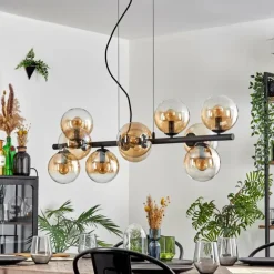 Gastor Suspension, Boule lumineuse, Suspension Ambre, Clair, 10 lumières