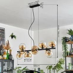 Gastor Suspension, Boule lumineuse, Suspension Ambre, Clair, 10 lumières