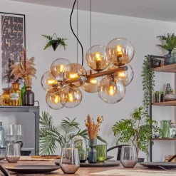 Gastor Suspension, Boule lumineuse, Suspension Ambre, Clair, 10 lumières