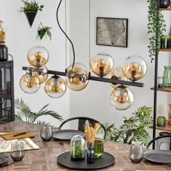Gastor Suspension, Boule lumineuse, Suspension Ambre, Clair, 10 lumières