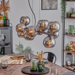 Gastor Suspension, Boule lumineuse, Suspension Chrome, Fumé, 10 lumières