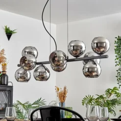Gastor Suspension, Boule lumineuse, Suspension Chrome, Fumé, 10 lumières