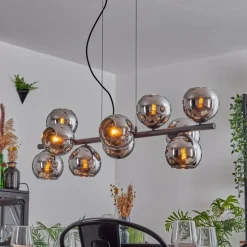 Gastor Suspension, Boule lumineuse, Suspension Chrome, Fumé, 10 lumières