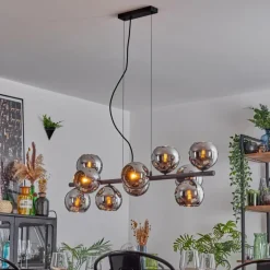 Gastor Suspension, Boule lumineuse, Suspension Chrome, Fumé, 10 lumières