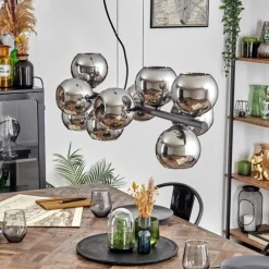 Gastor Suspension, Boule lumineuse, Suspension Chrome, Fumé, 10 lumières