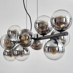 Gastor Suspension, Boule lumineuse, Suspension Chrome, Clair, Fumé, 10 lumières