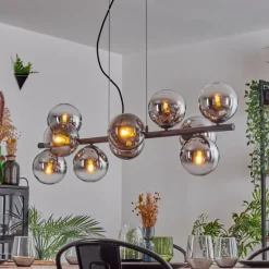 Gastor Suspension, Boule lumineuse, Suspension Chrome, Clair, Fumé, 10 lumières