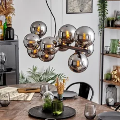 Gastor Suspension, Boule lumineuse, Suspension Chrome, Fumé, 10 lumières
