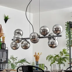 Gastor Suspension, Boule lumineuse, Suspension Chrome, Fumé, 10 lumières