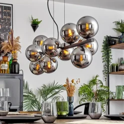 Gastor Suspension, Boule lumineuse, Suspension Chrome, Fumé, 10 lumières