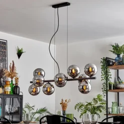 Gastor Suspension, Boule lumineuse, Suspension Chrome, Fumé, 10 lumières