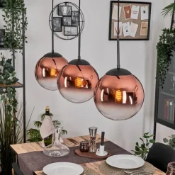 Gastor Suspension, Boule lumineuse, Suspension Clair, Cuivré, 3 lumières