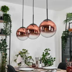 Gastor Suspension, Boule lumineuse, Suspension Clair, Cuivré, 3 lumières