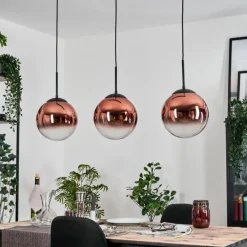 Gastor Suspension, Boule lumineuse, Suspension Clair, Cuivré, 3 lumières