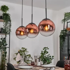 Gastor Suspension, Boule lumineuse, Suspension Clair, Cuivré, 3 lumières