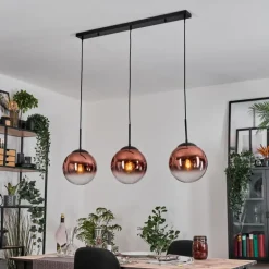 Gastor Suspension, Boule lumineuse, Suspension Clair, Cuivré, 3 lumières