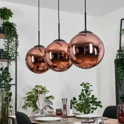 Gastor Suspension, Boule lumineuse, Suspension Cuivré, 3 lumières