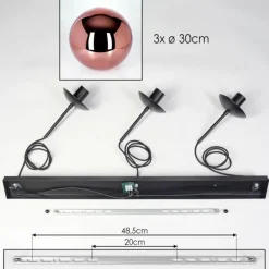 Gastor Suspension, Boule lumineuse, Suspension Cuivré, 3 lumières