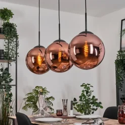 Gastor Suspension, Boule lumineuse, Suspension Cuivré, 3 lumières