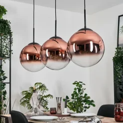 Gastor Suspension, Boule lumineuse, Suspension Clair, Cuivré, 3 lumières