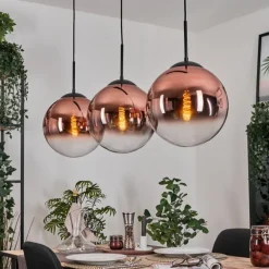 Gastor Suspension, Boule lumineuse, Suspension Clair, Cuivré, 3 lumières