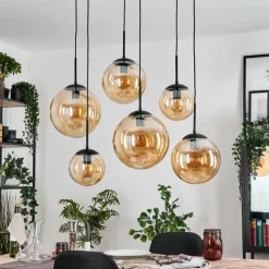 Gastor Suspension, Boule lumineuse, Suspension Ambre, 6 lumières