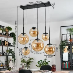 Gastor Suspension, Boule lumineuse, Suspension Ambre, 6 lumières