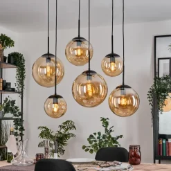 Gastor Suspension, Boule lumineuse, Suspension Ambre, 6 lumières