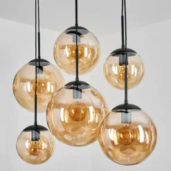 Gastor Suspension, Boule lumineuse, Suspension Ambre, 6 lumières