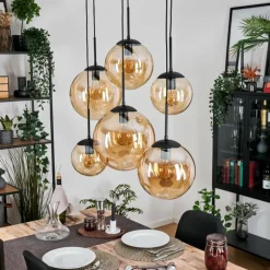 Gastor Suspension, Boule lumineuse, Suspension Ambre, 6 lumières