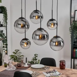 Gastor Suspension, Boule lumineuse, Suspension Clair, Fumé, 6 lumières