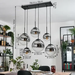 Gastor Suspension, Boule lumineuse, Suspension Clair, Fumé, 6 lumières