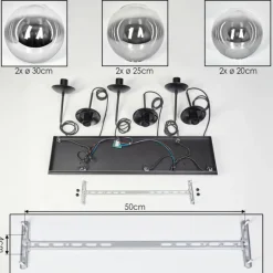 Gastor Suspension, Boule lumineuse, Suspension Clair, Fumé, 6 lumières