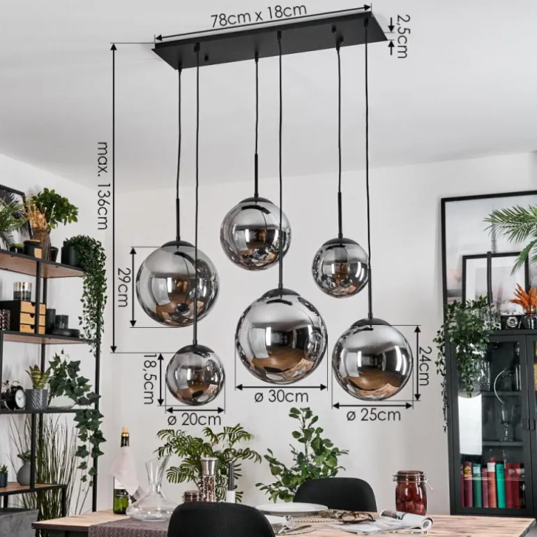 Gastor Suspension, Boule lumineuse, Suspension Fumé, 6 lumières
