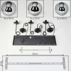 Gastor Suspension, Boule lumineuse, Suspension Fumé, 6 lumières