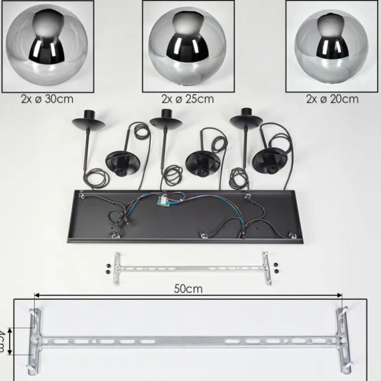 Gastor Suspension, Boule lumineuse, Suspension Fumé, 6 lumières