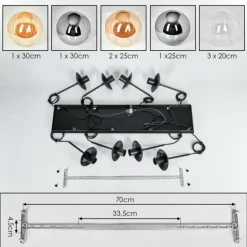 Gastor Suspension, Boule lumineuse, Suspension Ambre, Clair, Fumé, 8 lumières