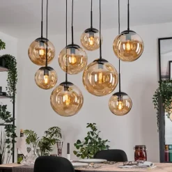 Gastor Suspension, Boule lumineuse, Suspension Ambre, 8 lumières