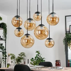 Gastor Suspension, Boule lumineuse, Suspension Ambre, 8 lumières