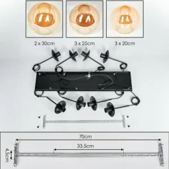 Gastor Suspension, Boule lumineuse, Suspension Ambre, 8 lumières