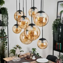 Gastor Suspension, Boule lumineuse, Suspension Ambre, 8 lumières