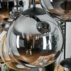 Gastor Suspension, Boule lumineuse, Suspension Ambre, Fumé, 8 lumières