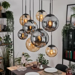 Gastor Suspension, Boule lumineuse, Suspension Ambre, Fumé, 8 lumières