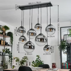 Gastor Suspension, Boule lumineuse, Suspension Clair, Fumé, 8 lumières