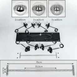 Gastor Suspension, Boule lumineuse, Suspension Clair, Fumé, 8 lumières