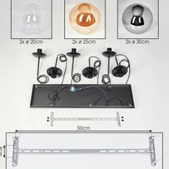 Gastor Suspension, Boule lumineuse, Suspension Ambre, Clair, Fumé, 6 lumières