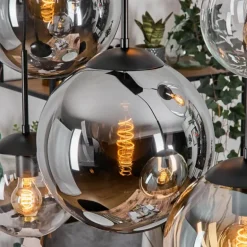 Gastor Suspension, Boule lumineuse, Suspension Ambre, Clair, Fumé, 6 lumières