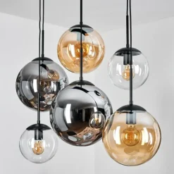 Gastor Suspension, Boule lumineuse, Suspension Ambre, Clair, Fumé, 6 lumières