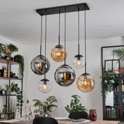 Gastor Suspension, Boule lumineuse, Suspension Ambre, Clair, Fumé, 6 lumières